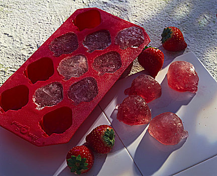 制作,草莓,冰块