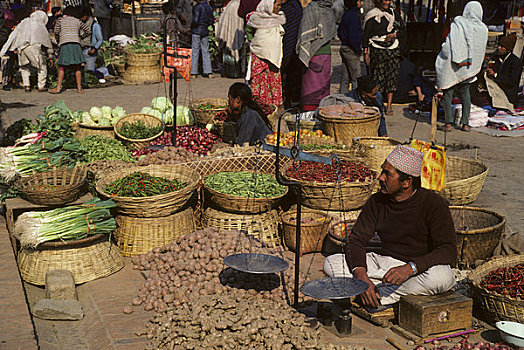 尼泊尔,帕坦,靠近,加德满都,市场一景