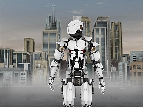 未来,机器人,城市,背景