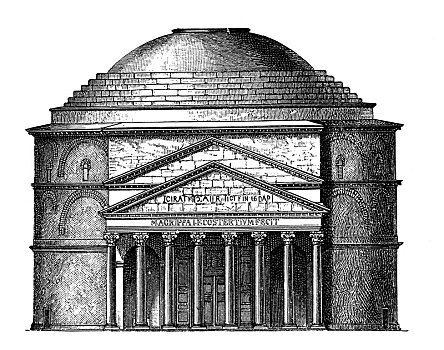 建筑,万神殿,罗马,插画,百科全书