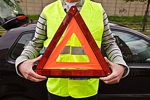 驾驶员,黄色,安全,背心,警告,三角形,巴黎,法国