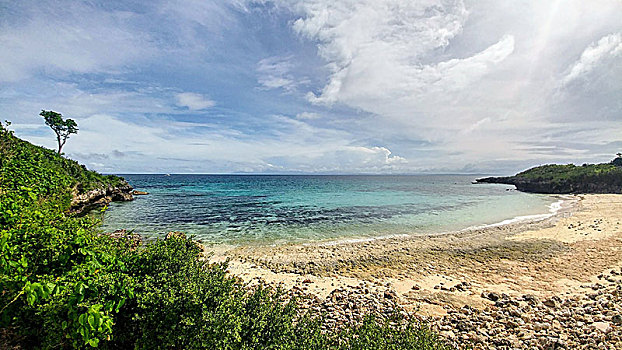 沙滩,青绿色,蓝色海洋,菲律宾