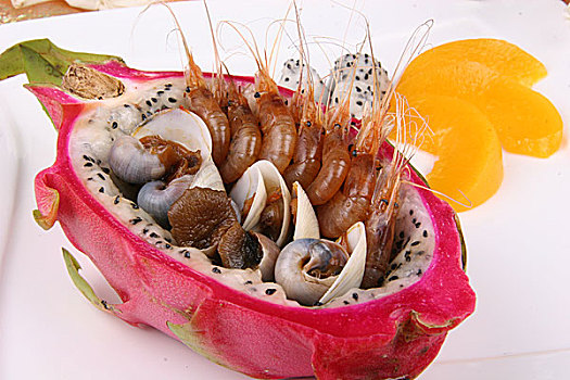 火龙果酱虾螺