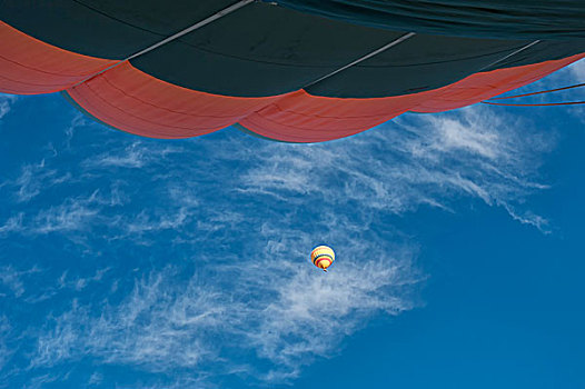 热气球,蓝天,卡帕多西亚,土耳其,亚洲