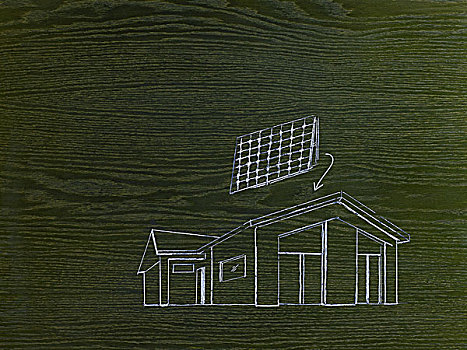 线条,图像,木头,绿色,建筑,房子,太阳能电池板,屋顶