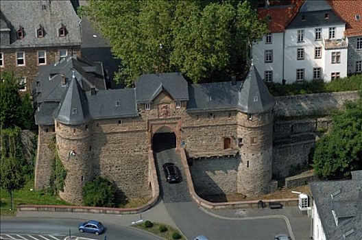 正门入口,城堡,德国,航拍