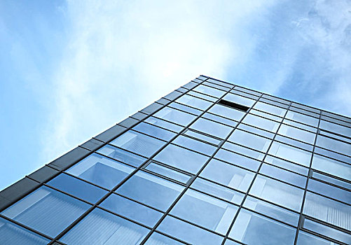 现代办公室,建筑,墙壁,玻璃,钢铁,蓝天,反射