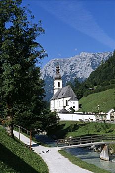 教堂,拉姆绍,贝希特斯加登地区,巴伐利亚,德国