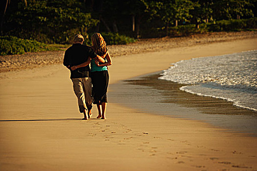 浪漫,漫步,海滩