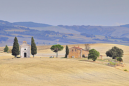 小教堂,房子,山,皮恩扎,托斯卡纳,意大利