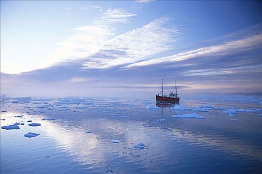 船,伊路利萨特,冰,峡湾,格陵兰