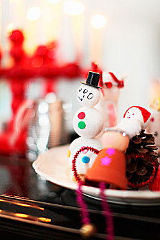 雪人,小雕像,白色,球,圣诞装饰,盘子