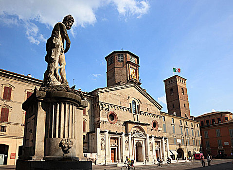 雕塑,广场,大教堂,艾米利亚罗马涅,意大利,欧洲