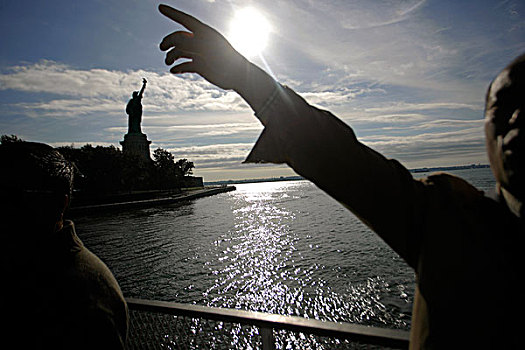 展示,方向,渡船,自由女神像,纽约