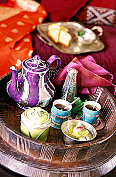 摩洛哥,茶,木质,托盘,室内