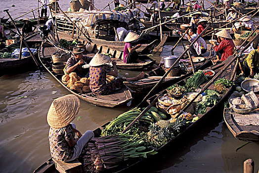 亚洲,越南,芹苴,水上市场