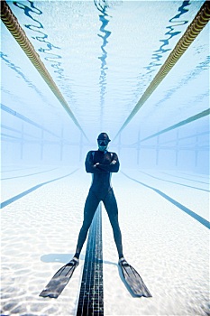 自由潜水,竞争,安全,中间,游泳池