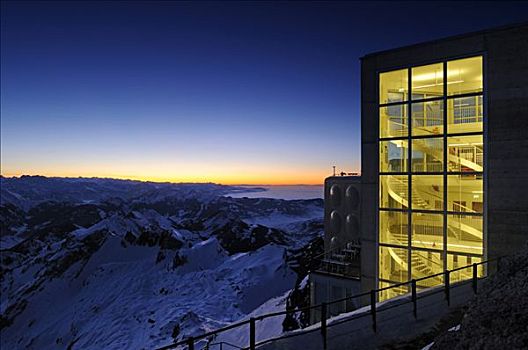 楼梯,全景,餐馆,顶峰,山,阿彭策尔,瑞士,欧洲