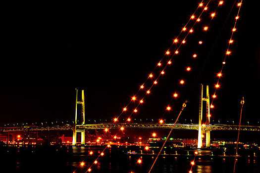 横滨,海湾大桥,夜晚