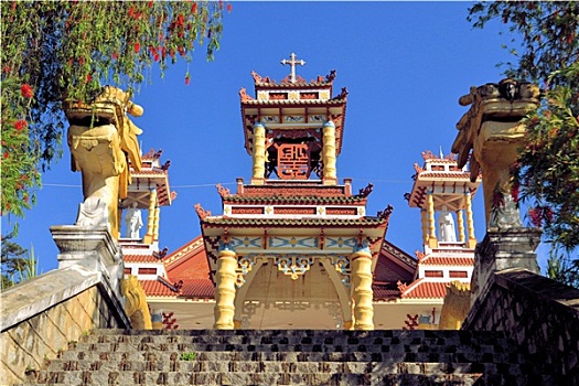 天主教,教堂,中国寺庙,建筑,大叻,越南