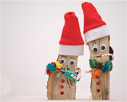 两个,手制,圣诞老人,木头