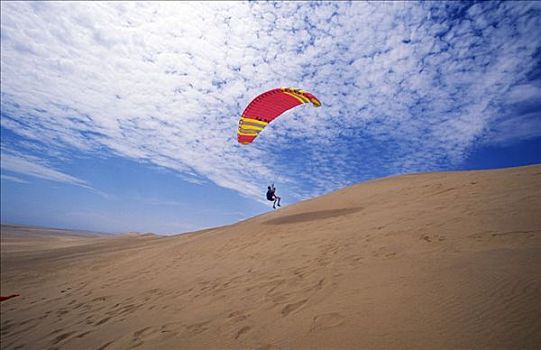 滑伞运动,上方,沙丘,纳米布沙漠,沿岸,风
