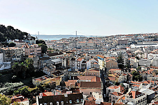 视点,远眺,历史,中心,里斯本,塔霍河,葡萄牙,欧洲
