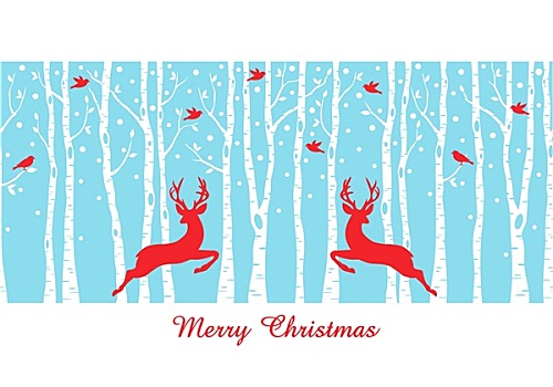 圣诞节,鹿,桦树,树林
