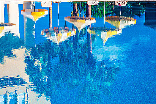 反射,遮阳伞,游泳池,五星级,度假酒店,靠近,港口,突尼斯
