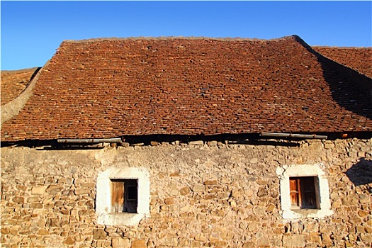 方形,粘土,房瓦,房子,比利牛斯山脉,西班牙