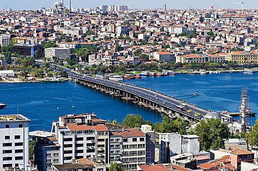 风景,伊斯坦布尔,桥,博斯普鲁斯海峡,加拉达塔,塔,土耳其,亚洲
