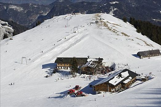 高山,小屋,滑雪胜地,巴伐利亚阿尔卑斯山,巴伐利亚,德国,欧洲