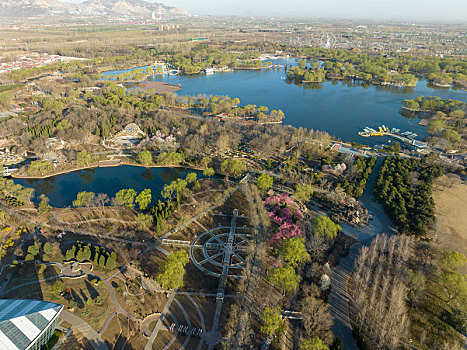 河北省石家庄市植物园航拍图片