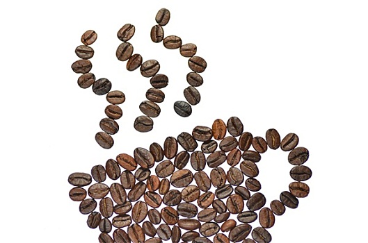 咖啡杯,咖啡豆,隔绝,白色背景,背景