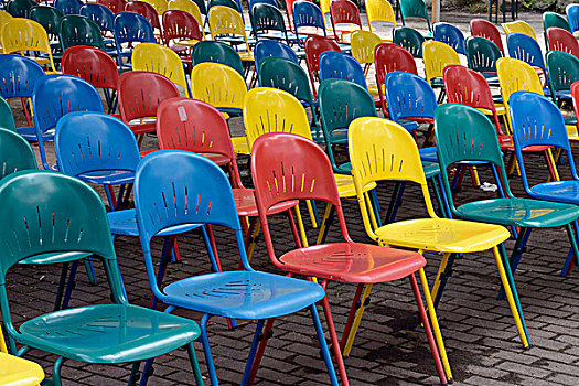 排,彩色,椅子,站立,正面,柏林,游乐园,德国,欧洲