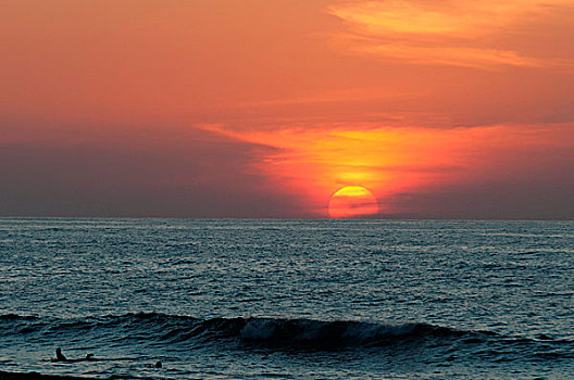 日落,上方,海洋,墨西哥