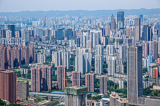 2056年重庆市南岸区南山老君洞道观俯瞰重庆渝中与南岸两区