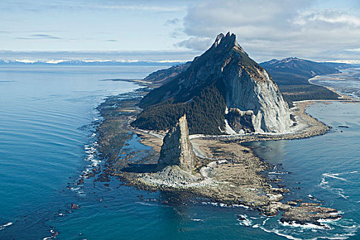 阿拉斯加湾,灯塔,石头,顶峰,岛屿