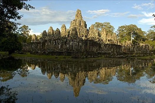 高棉,寺庙,镜子,水中,巴雍寺,吴哥窟,收获,柬埔寨