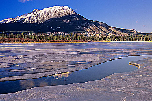 湖,岩石,碧玉国家公园,艾伯塔省,加拿大
