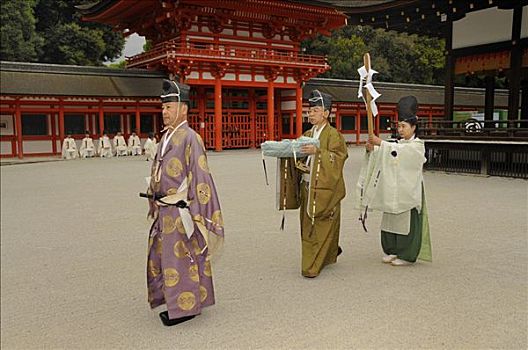 日本神道,牧师,院落,射箭,仪式,京都,日本,亚洲