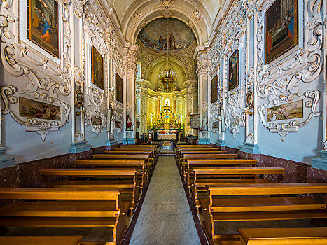室内,教堂,历史,中心,陶尔米纳,西西里,意大利,欧洲