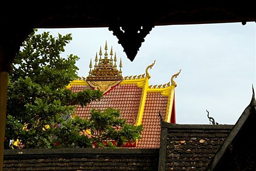 华丽,屋顶,寺院,万象,老挝
