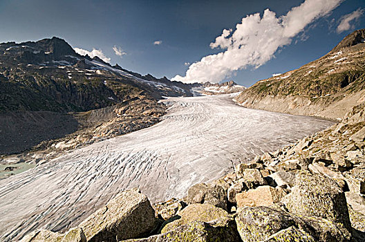 冰河,正面,山峦,富尔卡,瓦莱,瑞士,欧洲