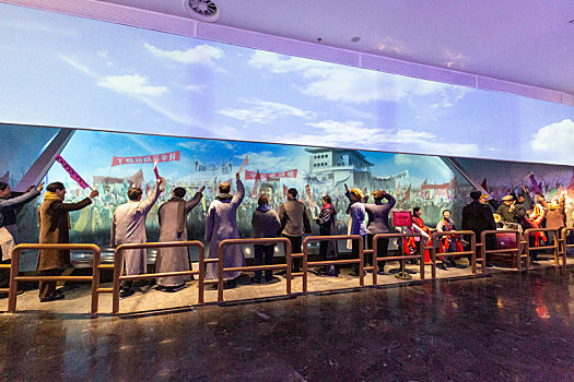 北京香山革命纪念馆多媒体景观,北平各界民众热烈欢迎人民解放军入城
