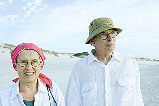 老年,夫妻,海滩