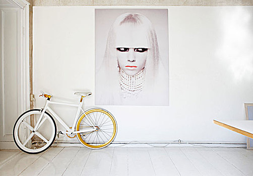 自行车,仰视,现代,女人,头像,白色,公寓