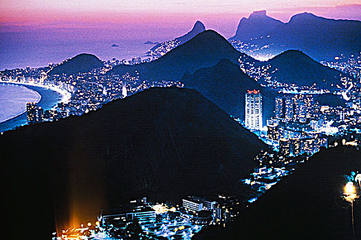 巴西,里约热内卢,城市,夜晚