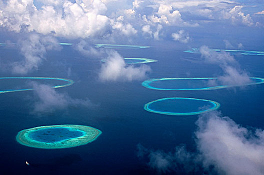 马尔代夫,航拍,环礁