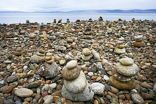 累石堆,海洋,山,背景,阿兰岛,北爱尔郡,克莱德峡湾,苏格兰